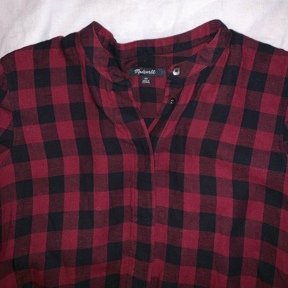 EUC Madewell peplum buffalo check button up - Picture 5 of 6
